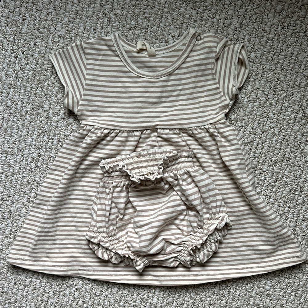 Quincy Mae Striped Baby Dress and Bloomers Set, 6-12m